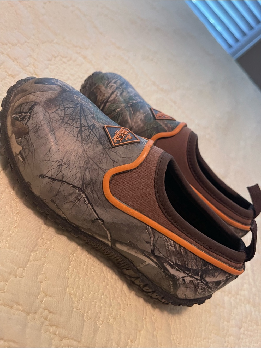 Kids Camouflage Rain & Snow Boots with Orange Trim